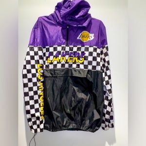 L.A. LAKERS - NBA - WINDBREAKER, JACKET, CHECKERED, Half-zip pullover, like new!